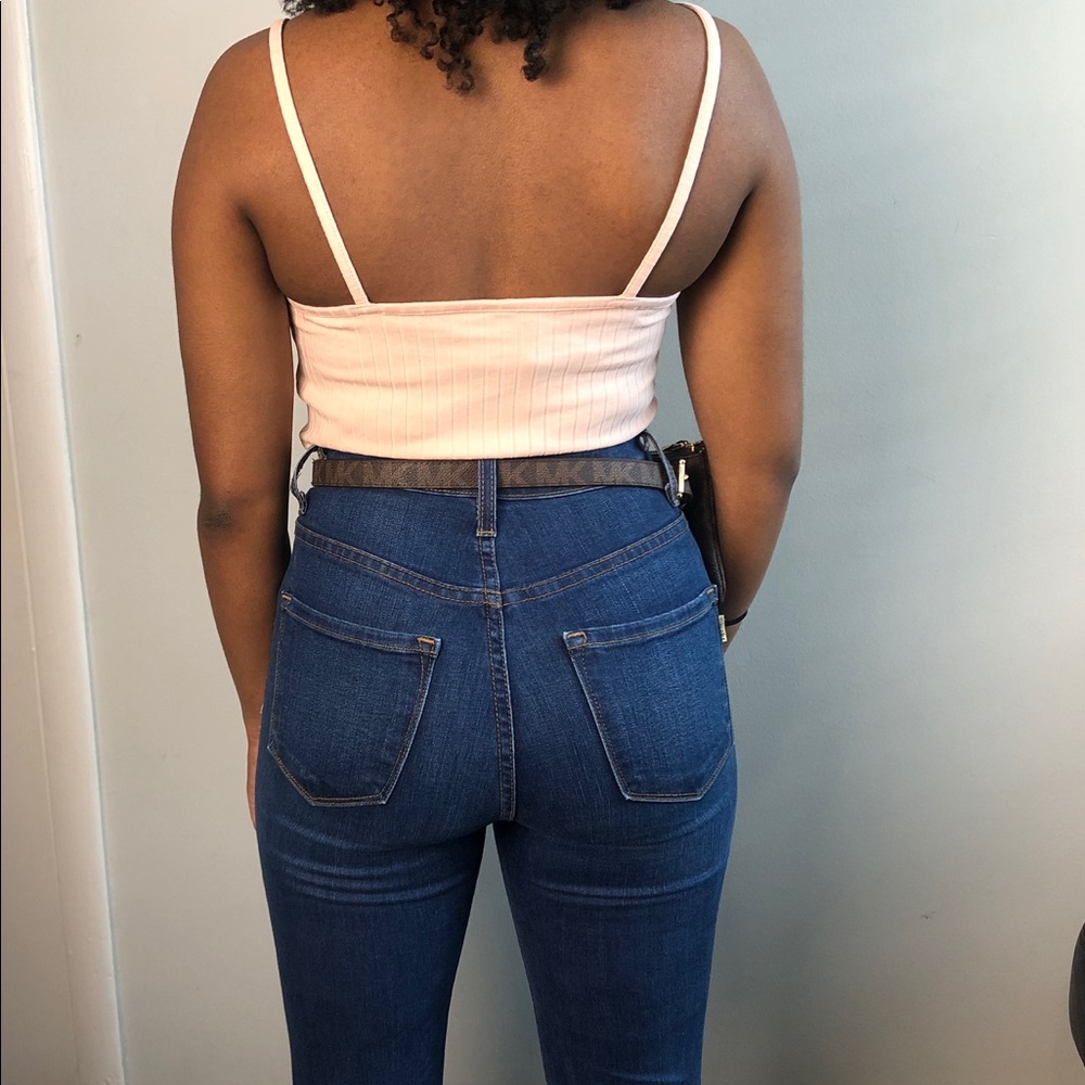 Pink Spaghetti Strap Ribbed Crop Top - Picture 3 of 3